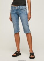 pantaloni scurți din denim 3/4 cu ajustare normală femei Pepe Jeans denim 6Z0R46508 - imagine 2