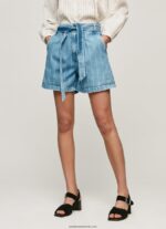 pantaloni scurți din denim cu imprimeu în dungi femei Pepe Jeans denim 6Z0R46478 - imagine 2