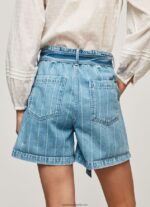 pantaloni scurți din denim cu imprimeu în dungi femei Pepe Jeans denim 6Z0R46478 - imagine 4