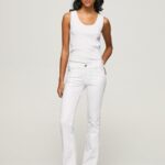 pantaloni slim flare femei Pepe Jeans alb 6Z0R46310