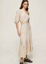 pua rochie asimetrica din in femei Pepe Jeans piatră 6Z0R46202