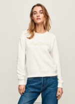 pulover cu logo imprimat femei Pepe Jeans alb 6Z0R46286