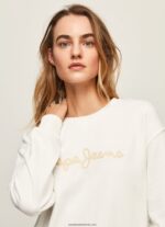 pulover cu logo imprimat femei Pepe Jeans alb 6Z0R46286 - imagine 3