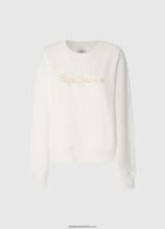 pulover cu logo imprimat femei Pepe Jeans alb 6Z0R46286 - imagine 5