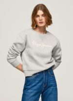pulover cu logo imprimat femei Pepe Jeans marnă cenușie 6Z0R46267
