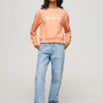 pulover cu logo imprimat femei Pepe Jeans piersică 6Z0R46274