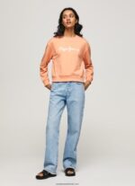 pulover cu logo imprimat femei Pepe Jeans piersică 6Z0R46274