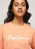 pulover cu logo imprimat femei Pepe Jeans piersică 6Z0R46274 - imagine 3
