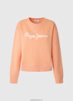 pulover cu logo imprimat femei Pepe Jeans piersică 6Z0R46274 - imagine 5