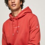 pulover din bumbac cu glugă bărbați Pepe Jeans studio roșu 6Z0R46909