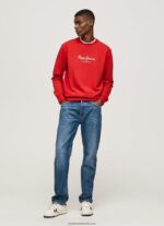 pulover din bumbac cu logo imprimat bărbați Pepe Jeans studio roșu 6Z0R46890 - imagine 2