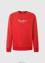 pulover din bumbac cu logo imprimat bărbați Pepe Jeans studio roșu 6Z0R46890 - imagine 5