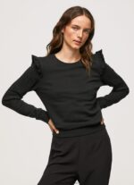 pulover din bumbac cu volane femei Pepe Jeans negru 6Z0R46283