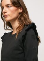 pulover din bumbac cu volane femei Pepe Jeans negru 6Z0R46283 - imagine 3