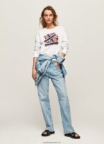 pulover din bumbac union jack femei Pepe Jeans alb 6Z0R46266 - imagine 2