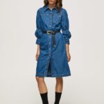 rochie cămașă scurtă din denim femei Pepe Jeans denim 6Z0R46101