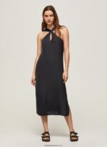 rochie casey din satin simplu femei Pepe Jeans negru 6Z0R46186 - imagine 2