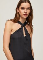 rochie casey din satin simplu femei Pepe Jeans negru 6Z0R46186 - imagine 3