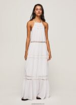rochie cu detalii brodate femei Pepe Jeans alb 6Z0R46219 - imagine 2