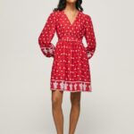 rochie cu detalii brodate femei Pepe Jeans studio roșu 6Z0R46216