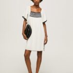 rochie din bumbac bambula femei Pepe Jeans mousse 6Z0R46188