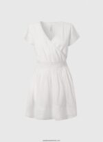 rochie din bumbac brodat poete femei Pepe Jeans alb 6Z0R46165 - imagine 5