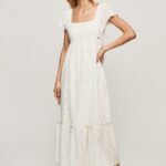 rochie din bumbac peri femei Pepe Jeans alb 6Z0R46217