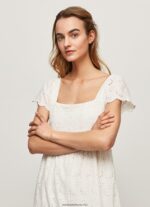 rochie din bumbac peri femei Pepe Jeans alb 6Z0R46217 - imagine 3