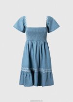 rochie din denim brodata femei Pepe Jeans albastru 6Z0R46164 - imagine 5