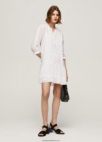 rochie patris cu detalii ajurate femei Pepe Jeans alb 6Z0R46148 - imagine 2