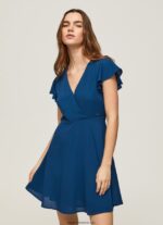 rochie patrizia cu guler incrucisat femei Pepe Jeans ocean 6Z0R46197 - imagine 2
