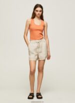 sac de hârtie pantaloni scurți de in femei Pepe Jeans piatră 6Z0R46490
