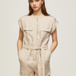 salopeta scurta cu centura femei Pepe Jeans piatră 6Z0R46176