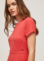 salopetă scurtă din crepon femei Pepe Jeans studio roșu 6Z0R46203 - imagine 3