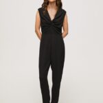 salopete lungi cu detalii înnodate femei Pepe Jeans negru 6Z0R46157