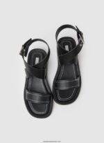sandale cu pană logi de vară femei Pepe Jeans negru 6Z0R46652 - imagine 2