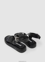 sandale cu pană logi de vară femei Pepe Jeans negru 6Z0R46652 - imagine 4