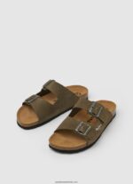 sandale din piele intoarsa bio bărbați Pepe Jeans verde kaki 6Z0R461278 - imagine 3