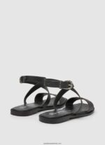 sandale din piele irma log flat femei Pepe Jeans negru 6Z0R46661 - imagine 4