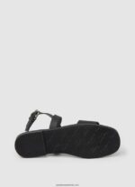 sandale din piele irma log flat femei Pepe Jeans negru 6Z0R46661 - imagine 5