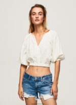 top cropped cu decolteu în V femei Pepe Jeans mousse 6Z0R46354 - imagine 3
