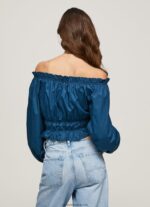 top cropped din popelin de bumbac femei Pepe Jeans ocean 6Z0R46360 - imagine 4