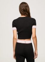 top cu mâneci scurte cu gât rotund femei Pepe Jeans negru 6Z0R46263 - imagine 4