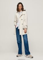 trenci clasic din twill femei Pepe Jeans off dantela 6Z0R46106 - imagine 2
