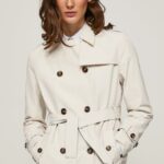 trenci clasic din twill femei Pepe Jeans off dantela 6Z0R46106