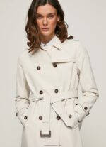 trenci clasic din twill femei Pepe Jeans off dantela 6Z0R46106
