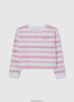 tricou ajurat cu model dungi fată Pepe Jeans mousse 6Z0R461410 - imagine 4