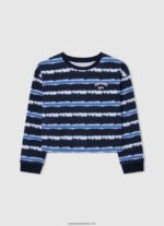 tricou ajurat cu model dungi fată Pepe Jeans mousse 6Z0R461410 - imagine 5