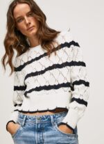 tricou ajurat cu model dungi femei Pepe Jeans mousse 6Z0R46251