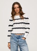 tricou ajurat cu model dungi femei Pepe Jeans mousse 6Z0R46251 - imagine 3